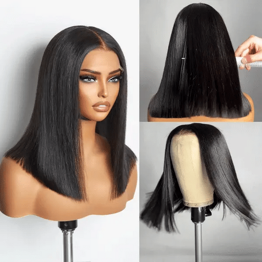 PreMax Wigs | Silky Blunt Cut Glueless 5x5 Closure Lace Shoulder Length Bob Wig Ready to Go Pre Plucked & Bleached